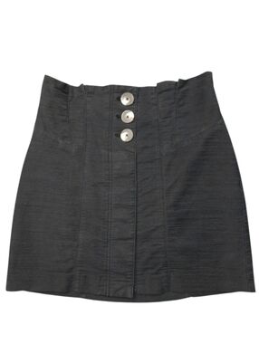 Free People 'Every Minute Every Hour' Black Button Front Mini Skirt SZ 8